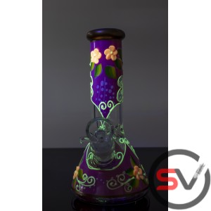 MULTI ART FLOWER GLASS BEAKER 8inch (GLOW IN THE DARK)